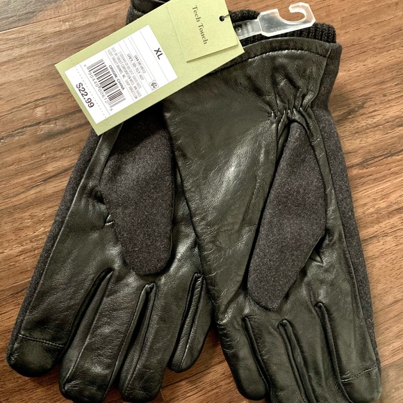 MEN’S KNIT CUFF TOUCH TECH LEATHER GLOVES - Picture 3 of 3